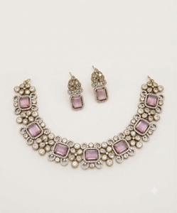 Radiant Gemstone Antique <b>Gold</b> Plated Kundan Necklace <b>Set</b> With Earrings Traditional Ethnic Wedding Wear <b>Jewellery</b> <b>Sets</b> Wholesaler - Product Image 1