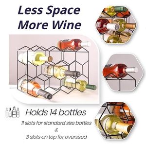 Modern <b>Metal</b> Wine <b>Rack</b> 10-19 Bottle Capacity Display Stand Home Furniture - Product Image 3