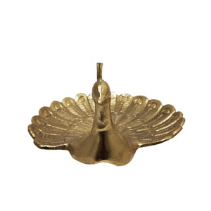 Bandeja Decorativa de Aluminio con Forma de Pavo Real, Color Oro Latón Rústico, Escultura para Regalo, Decoración del Hogar, Centro de Mesa, al por Mayor - Product Image 2