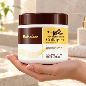 <span class=keywords><strong>Maschera</strong></span> per <span class=keywords><strong>Capelli</strong></span> al Collagene BabboSow Maca Power 500ml, Barattolo Bianco con Coperchio Marrone e Confezione in Cartone - Product Image 4