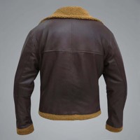 Veste en cuir marron pour homme, col en fourrure jaune Teddy, manteau en peau de mouton véritable, ceinture, veste décontractée chaude pour l'hiver