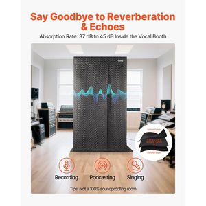 บูธบันทึกเสียงระดับมืออาชีพ ขนาด 6.56 ฟุต แบบพกพา ป้องกันเสียงสะท้อน อุปกรณ์เสียงคุณภาพสูง - Product Image 2