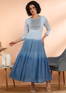 Robe midi évasée brodée 100 % coton pour femme, séchage rapide, idéale pour l'été, les fêtes, le style de vie moderne et le quotidien - Product Image 2