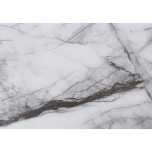 Escritorio Moderno para Oficina en Casa de 48 Pulgadas con Laminado con Aspecto de Mármol Blanco y Estantes de Almacenamiento para Computadora Portátil de Metal Negro Contemporáneo - Product Image 1