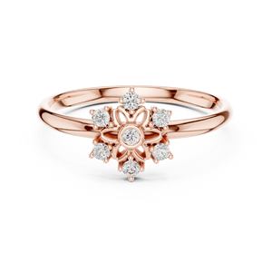 Anillo de oro macizo de 14k para mujer con forma de flor, múltiples ramas, corte redondo minimalista de diamante, para regalo, compromiso, aniversario, boda. - Product Image 6