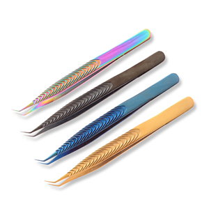 Meilleures pinces à épiler professionnelles pour extensions de cils, pointes en fibre, 45 degrés, pour une prise parfaite des cils, ne glissent jamais, logo personnalisé - Product Image 1