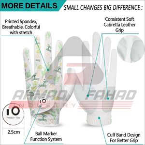 Guantes de Golf de Cuero Personalizados de Fábrica para Golfistas Zurdos, Marcador de Pelota, Transpirables, Suaves, con Agarre para Todo Clima y Patrón Impreso - Product Image 4