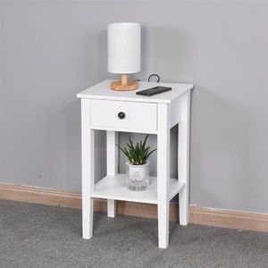 White Bathroom Floor Standing Storage Table with Drawer for Nightstands - Product Image 1