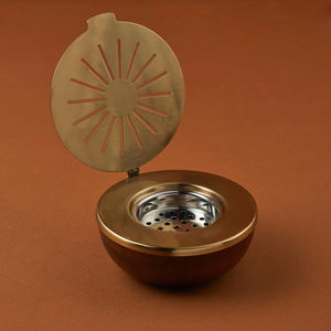 Luxury Silver Metal & Wood Incense Burner Hinged Cutout Lid Round <b>Bakhoor</b> <b>Oud</b> Censer Modern Desktop For Home Decoration - Product Image 6