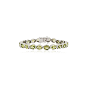 Bracelet tennis en argent sterling 925 avec pierre précieuse péridot 100 % authentique taille ovale, vente en gros, bijoux de fabricants - Product Image 1