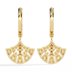Boucles d'oreilles Ajretail 0,48 ct en diamant naturel œil céleste pour femme, or jaune 14 carats, taille brillant rond, couleur HI, clarté VS-SI - Product Image 5