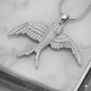 จี้สร้อยคอรูปนกพิราบประดับเพชรแล็บโกรว์ ดีไซน์หรูหรา พรีเมียม เงินแท้ 925 ชุบโรเดียม  ของขวัญเครื่องประดับสำหรับทุกเพศ - Product Image 1