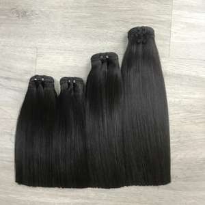 Paquete de trama de color negro natural corto a largo recto, extensiones de cabello humano vietnamita crudo - Product Image 4