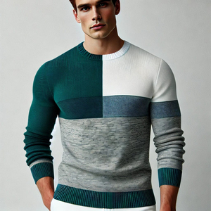 Pull en tricot 100 % coton pour homme, coupe droite, col montant zippé, motif uni, manches classiques, séchage rapide, respirant, automne - Product Image 4