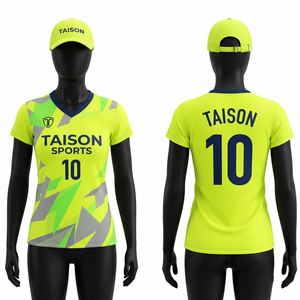 เสื้อฮอกกี้ชาย 160 GSM แห้งเร็ว 100% โพลีเอสเตอร์ถัก สีเหลืองนีออน เทา ลายกราฟิก พิมพ์ลายแบบรีดร้อน แขนสั้น - Product Image 1