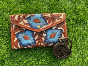 Nouveau 2024 usine en gros femmes à la main en cuir repoussé bandoulière portefeuille à la mode en cuir véritable pochette peau de vache petits sacs à main - Product Image 4