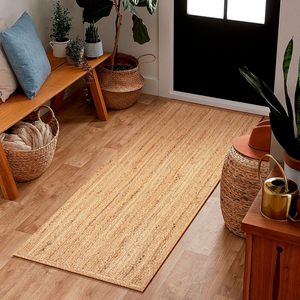 Handwoven Natural Jute Runner <b>Rug</b> Braided Natural Fiber Carpet <b>Boho</b> Farmhouse Hallway Floor Mat - Product Image 1