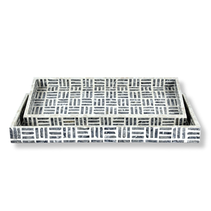 ถาดสำหรับตกแต่งโต๊ะกาแฟแบบแฮนด์เมดสีดำรูปทรงเรขาคณิตถาดใส่ของตกแต่งบ้านถาดใส่ของขวัญ - Product Image 1