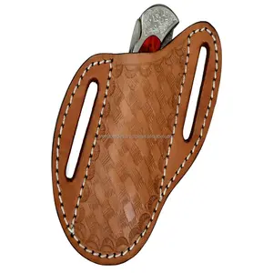 Handcrafted Pancake Rich Leather Faca Bainha Para Belt Tooled Couro Bainha Horizontal transportar bainha faca