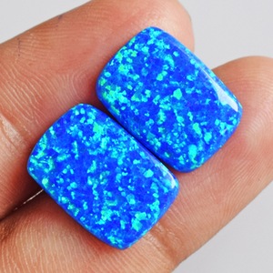 Natural <b>Blue</b> <b>Opal</b> Rectangle Cabochon Gemstone Polished For Fine Jewelry Making Opalescent Sparkling <b>Blue</b> & Green Loose Gemstone - Product Image 2