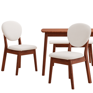 Set da Pranzo con 1 Tavolo, 2 Sedie e 1 Panca, Finitura Noce Scuro, Rettangolare, Sedute Imbottite Beige, Set per Sala da Pranzo in Gomma - Product Image 2