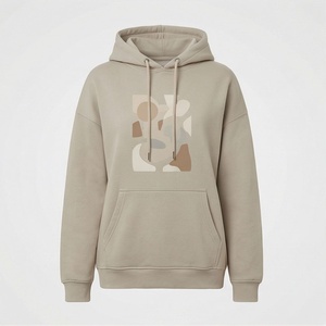 Sweat-shirt à capuche oversize pour femme en molleton de coton premium, motif uni, pour la saison automne-hiver - Product Image 1