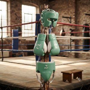 Conjunto de Entrenamiento de Boxeo Personalizado en Verde Claro, Nuevo, de Alta Calidad, en Cuero Profesional para Sparring y Golpeo - Product Image 4