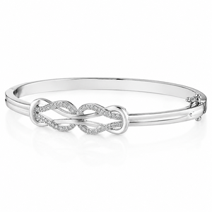 Bracelet jonc élégant en argent pour femme, design nœud infini, bijoux en moissanite, cadeau tendance, vente en gros, personnalisable - Product Image 1