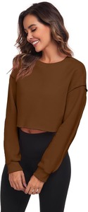 Sudadera corta tipo pullover para mujer, suave, cómoda, de manga larga, ligera, informal, para uso diario, estilo urbano - Product Image 2