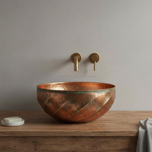 Handcrafted Copper Basin metal sink for eco friendly home bathrooms sustainable luxury interior decor design choice - Product Image 5