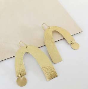 <b>Moon</b> shape small hoop handmade brass <b>earring</b> new top seller low price accessories - Product Image 2