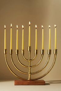 Antique Bronze Traditional Metal Menorah Candle Holder Hanukkah Classic <b>Candelabra</b> Elegant Table Display Decor - Product Image 4