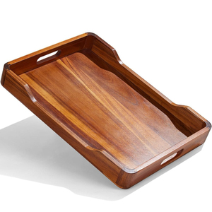 ถาดเสิร์ฟไม้ทรงสี่เหลี่ยมผืนผ้าเคลือบเงา ดีไซน์เรียบง่าย สำหรับใช้บนโต๊ะ สำหรับเสิร์ฟอาหารและเครื่องดื่ม - Product Image 3