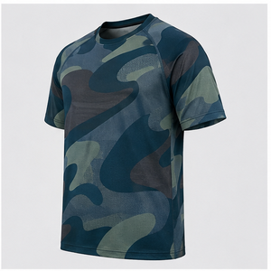 Camiseta de Manga Corta para Hombre con Estampado de Camuflaje Azul Petrol Personalizado, Cuello Redondo, MTS-CAMO-0031 - Product Image 5