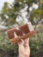 Cartera de mano de cuero de vaca con patrón occidental, monedero de piel con pelo, gran oferta, regalo para mujer