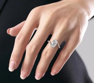 14K Pure Gold Micro Pave Accent Diamond Bypass Band Ring Custom IGI Oval Cut Prong Setting CVD Solitaire Diamond Engagement Ring - Product Image 1