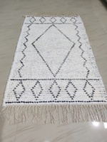Luxuriöser Moderner Indischer Teppich Handgewebter Schlingenflor-Teppich Rutschfest Baumwolle 2000 GSM Haustierfreundlich Wendbar Waschbar für Wohnraumdekoration
