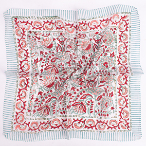 Pañuelo Cuadrado Ligero de Algodón Floral Estampado a Bloques para Unisex, Casual, Transpirable, para Verano - Product Image 6