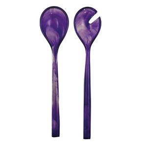 Purple Resin Craft Salad <b>Serving</b> <b>Spoon</b> and Fork Set with Slim Handles for Modern Table Settings and Dining Decor - Product Image 1