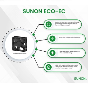 พัดลมระบายความร้อนแบบแกนหมุน DP201A SUNON 220V AC ใบพัดพลาสติก ลูกปืน 120x120x38 มม. สำหรับโรงแรม ติดผนัง รับประกัน 12 เดือน - Product Image 4