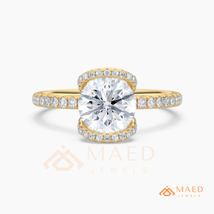 14K Yellow Gold Cushion Cut Moissanite Halo Engagement Ring Luxury Wedding Bridal Jewelry USA Trending Gift - Product Image 5