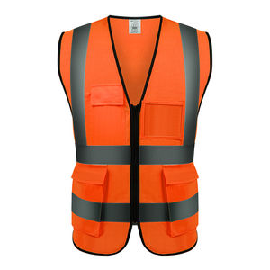 Chaleco de seguridad reflectante personalizado con bolsillos y logotipo en negro, amarillo y naranja, chaleco de seguridad para hombre 100% de alta calidad - Product Image 3