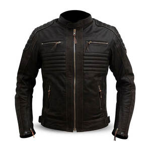 Veste de motard en cuir véritable pour homme, sur mesure, pour la conduite à moto. - Product Image 1