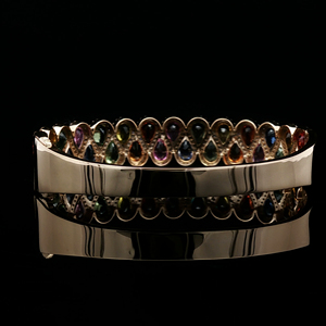 Bracelet de créateur en or 18 carats avec diamants naturels de luxe et saphirs taille brillant pour femme - Mariage/Anniversaire - B00628 Diamants - Product Image 3