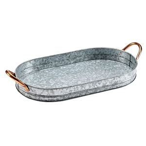 Rustic Galvanized Metal Serving <b>Trays</b> with Wood Handles Rectangular for Serving <b>Cocktails</b> Appetizers Snacks and Other Food - Product Image 6
