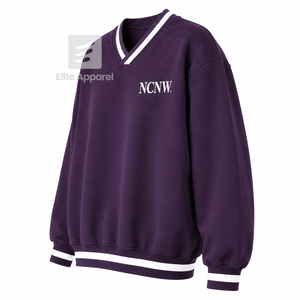 Sweat-shirt universitaire respirant personnalisé NCNW avec logo brodé sur le devant, violet et blanc, manches longues, pour femme - Product Image 2