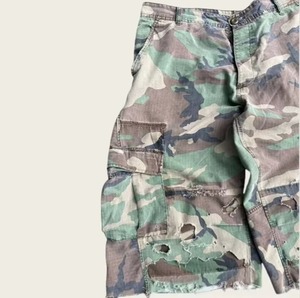 Men's Camouflage Cargo Shorts Mid Waist Button Fly Breathable Canvas Bermuda Shorts With Pockets Casual Style - Product Image 3