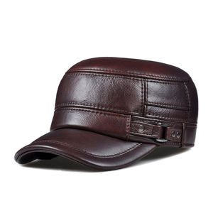 Gorra de Béisbol de Cuero PU Marrón, Unisex, Vintage, Ajustable, con Hebilla Metálica, 6 Paneles, Color Sólido Lavado, Casual, 48-50cm - Product Image 2