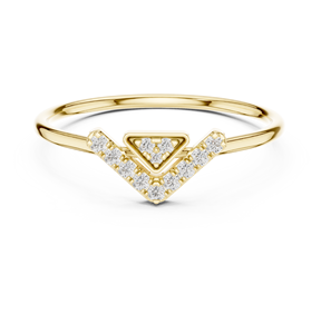 Bague en or jaune de luxe à motif géométrique triangulaire en V pour femme, bijou de mode minimaliste et tendance, cadeau d'anniversaire - Product Image 3