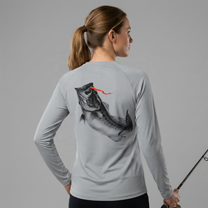 Boys' Adults Grey Long Sleeve Animal Print Fishing <b>Shirt</b> with UPF 50 <b>Sun</b> Protection Anti-UV Outdoor Wear - Product Image 3